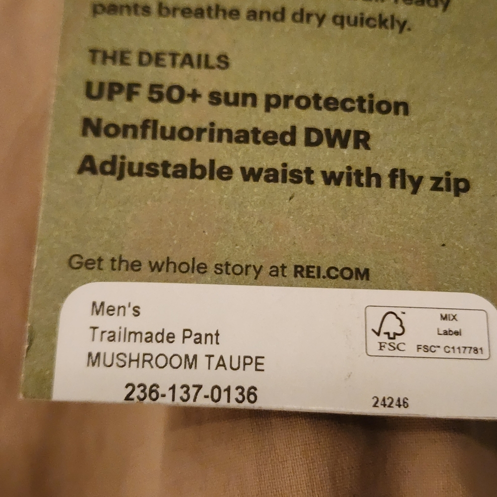 REI Co-op Trailmade Pants In Mushroom Taupe Men's Size 28/30 - Picture 14 of 15